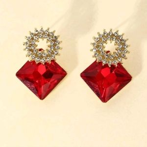 Rhinestone Round & Geo Decor Earrings